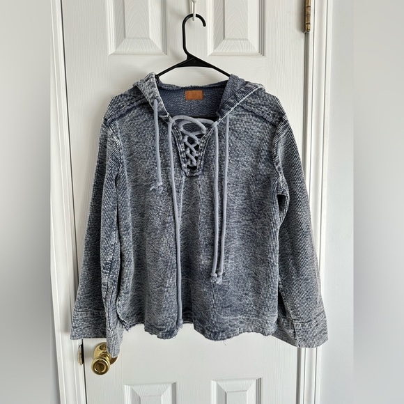 POL Womens Small Vintage Corduroy Hoodie Washed Blue Oversized - Picture 3 of 8